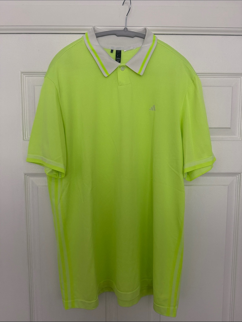 adidas Men’s Neon Lime Polo Shirt with White Trim